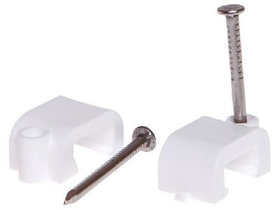 Скоба для крепления прямоугольного кабеля 10 мм белая, с гвоздем (30 шт в зип-локе) Starfix SMZ2-85226-30