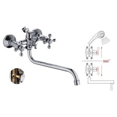 Смеситель для ванны, латунь, хром Ledeme L2208