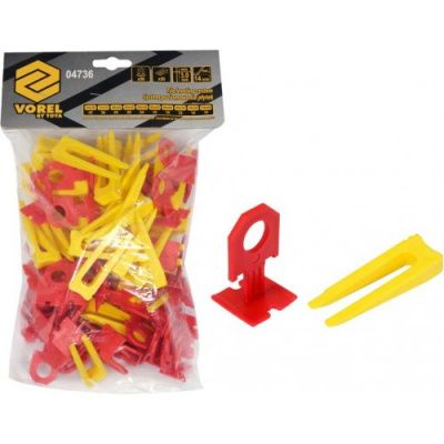 Система для выравнивания плитки 3 мм, клипсы 50 шт. + клинья 50 шт. Vorel 04736