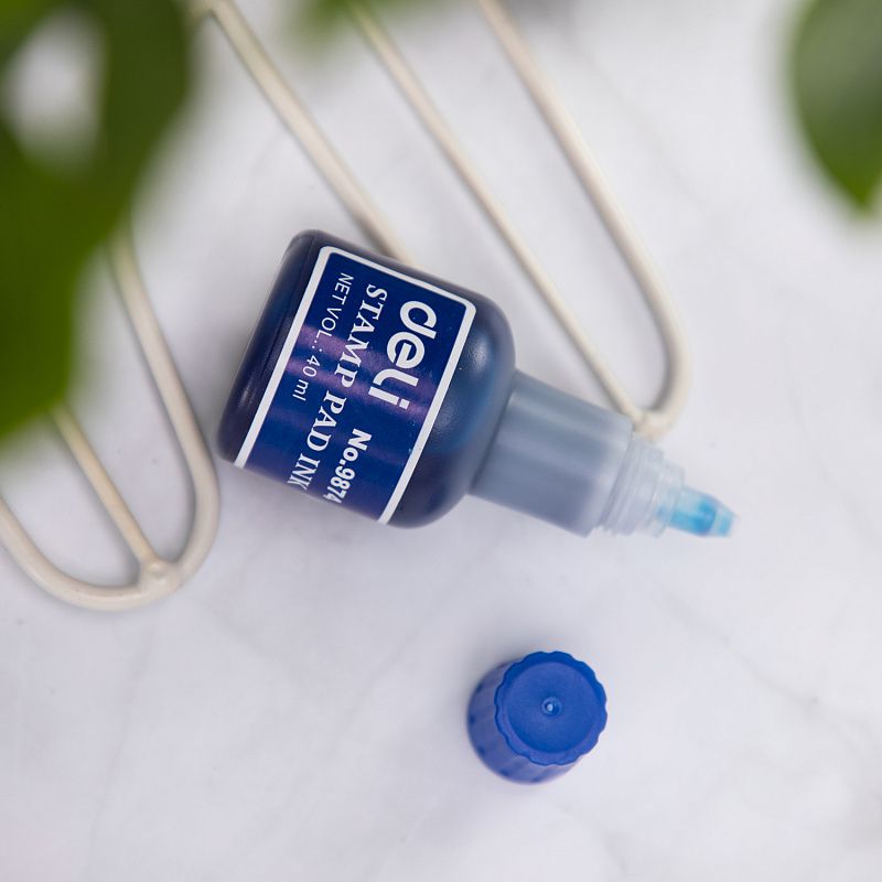 Штемпельная краска "Deli", 40 мл, синий