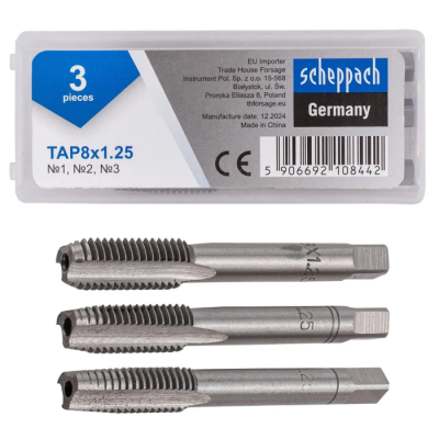 Метчик M8x1,25 3 шт Scheppach Sch-TAP8x1,25