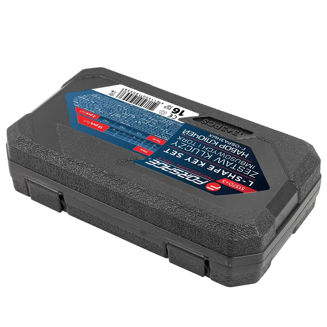 Набор Г-образных ключей HEX (6-гр) 2-19 мм, TORX T25, T30, T40 13+3 пр Forsage F-5137D+3