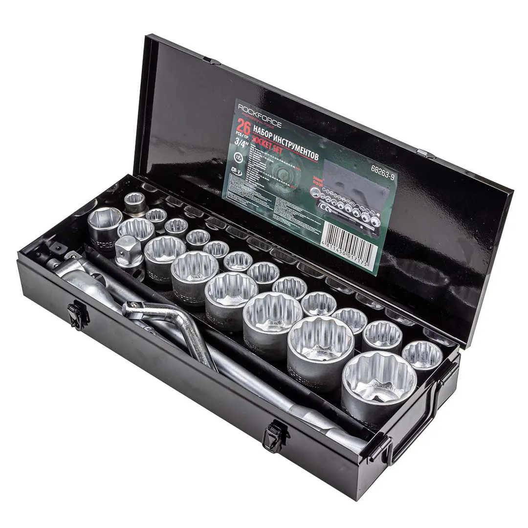 Набор головок 17-65 мм 26 пр. 3/4"&1" 12-гр. RockForce RF-68263-9