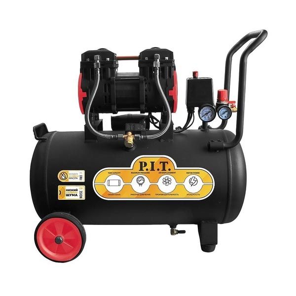 Компрессор, 1,5кВт, 206 л/мин, 50 л, 2 выхода, европереходник,безмасляный PIT PAC 50-C1