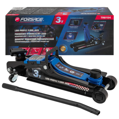 Домкрат подкатной гидравлический 3 т, 85-385 мм низкопрофильный с поворотной ручкой Forsage F-TR8154
