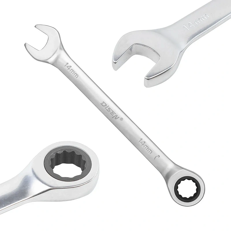 Набор ключей комбинированных трещоточных с шарниром 13 пр., 8-32 мм DISEN DSL1701