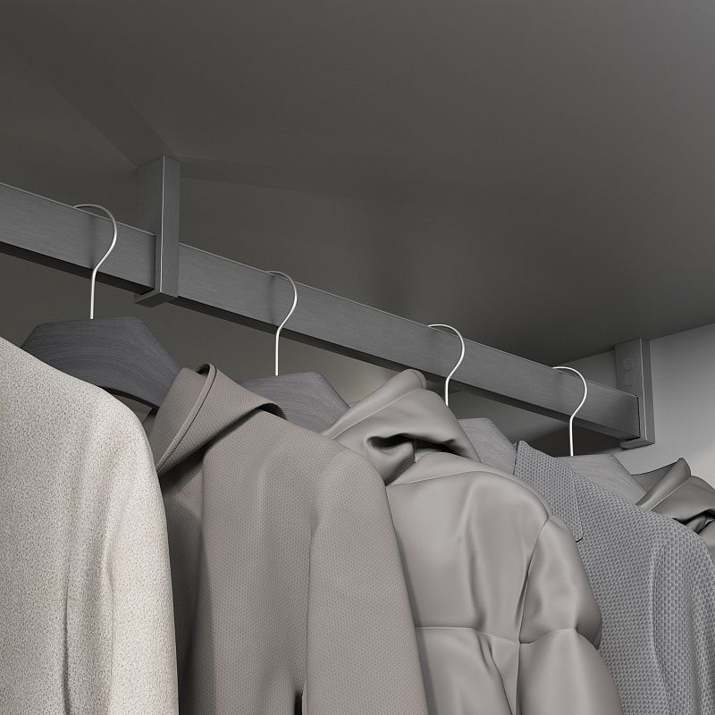 Штанга гардеробная прямоуг. FAME L-1000 с проходным и концевыми держателями, графит браш AKS 121279