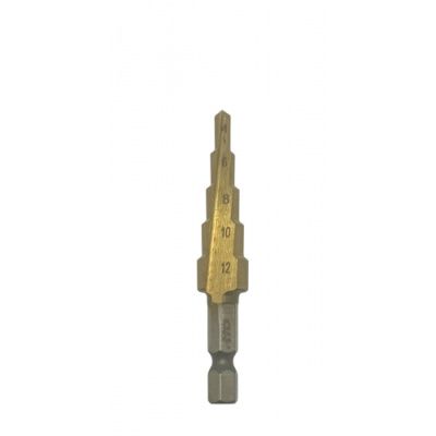 Сверло по металлу ступенчатое 4-12 мм с хвостовиком HEX 1/4", HSS 4241 H-D HD-44733