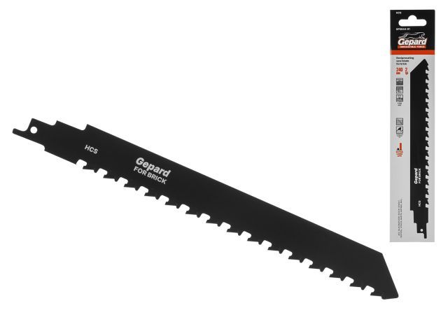 Пилка сабельная по кирпичу S 240 мм, 1 шт., 240 мм, полотно для сабельной пилы по газобетону, пропил прямой GEPARD GP0644-01