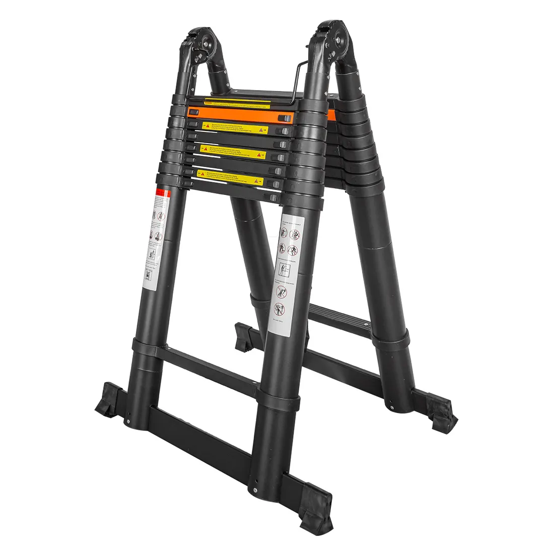 Лестница-стремянка телескопическая алюм. бытовая 3.6+3.6м, 9+9 ступ. RockForce RF-UP360-M