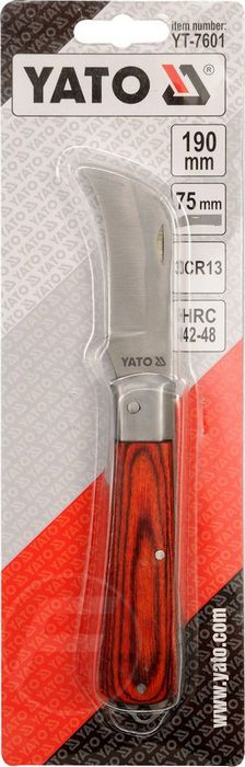 Нож складной с дер. ручкой 190 мм HRC42-48 Yato YT-7601
