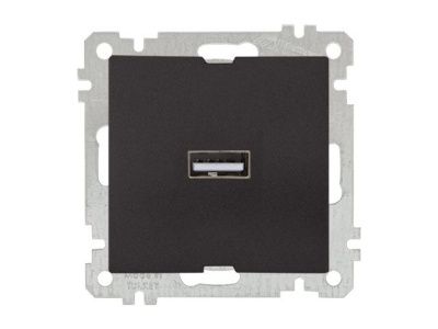 Розетка 1-ая USB (скрытая, без рамки) черная, DARIA, (USB-зарядка, 5V-2.1A) Mutlusan 21004480184