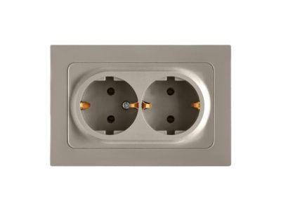 Розетка 2-ая, скрытая, с/з, песочная, Astrum Bylectrica РС16-0542 песочн