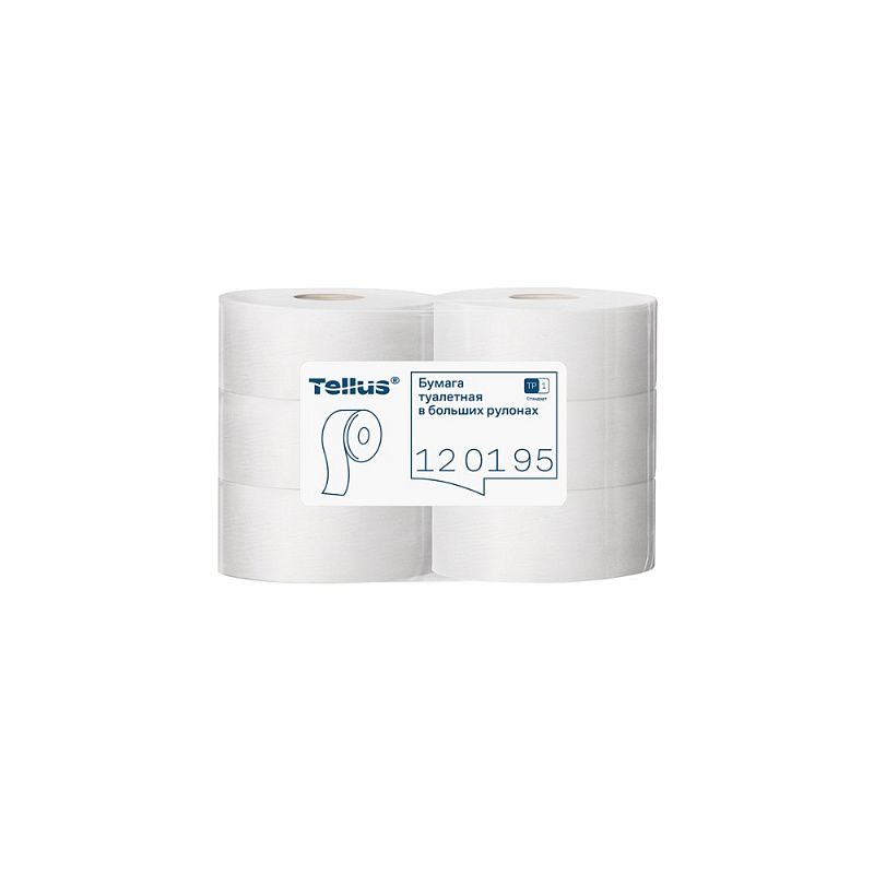 Бумага туалетная Tellus Стандарт, Т1, в больших рулонах, 525 м, 1 слой
