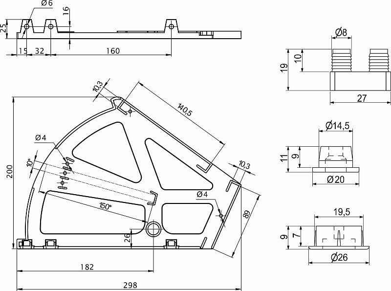 Крепление в шкаф для обуви двухрядное, черный РП PL 90989