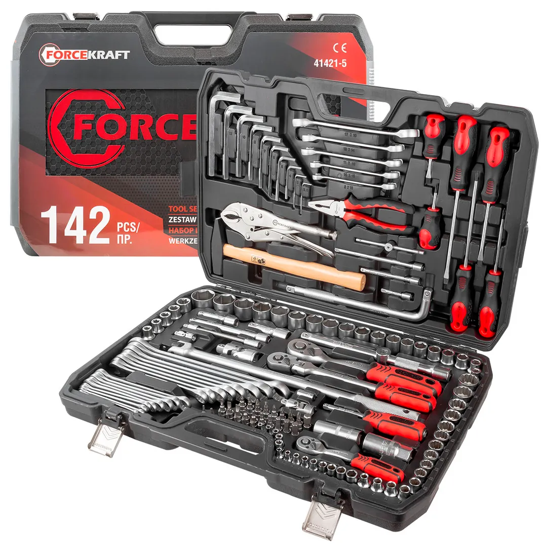 Набор инструментов 142 пр. 1/4"&3/8"&1/2", 6-гр. ForceKraft FK-41421-5