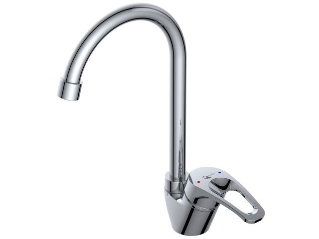 Смеситель для кухни, Lt D35, серия URS, высота излива - 205,5 мм, длина излива - 119,5 мм излив поворотный, J-образный. AV Engineering AVURS4-A120-439