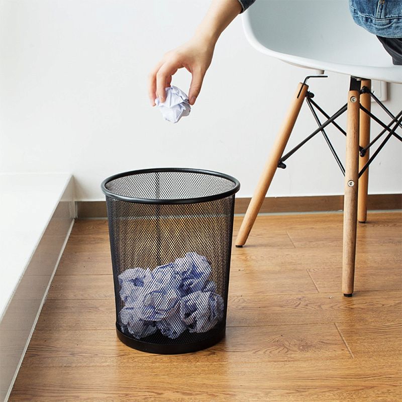 Урна для бумаг "Deli", 10 л, металл, сетка, черный