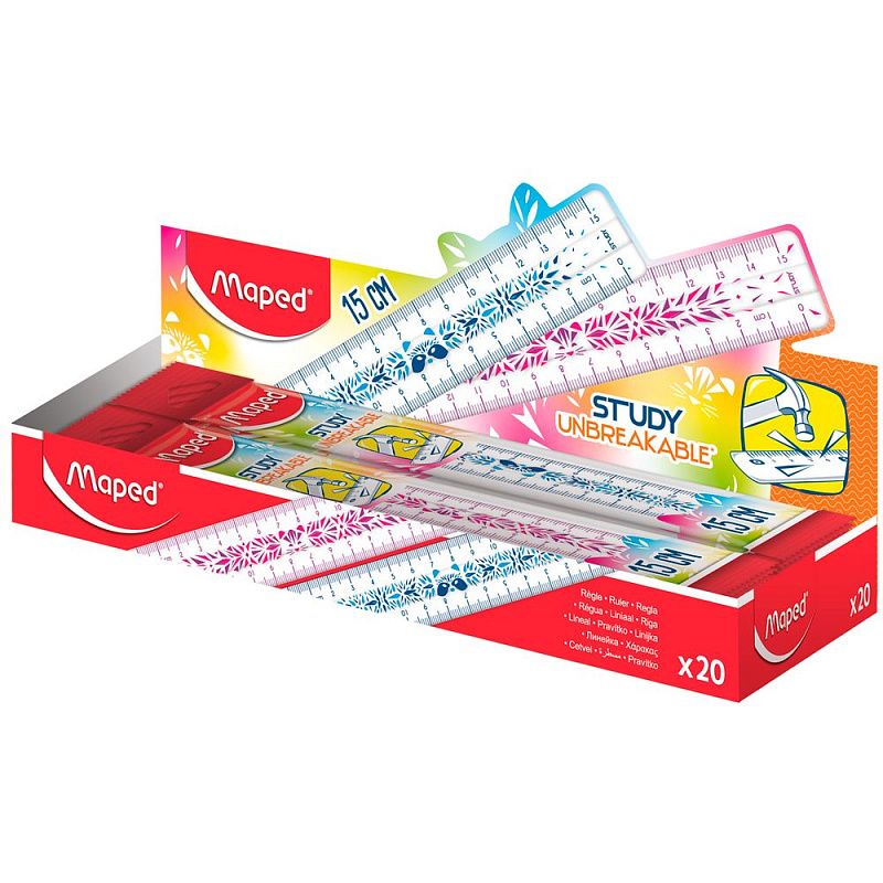 Линейка Maped "Unbreakable Fancy", 15 см, ассорти