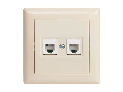 Розетка телефонная 2хRJ12 (скрытая) кремовая, DARIA, ((2xRJ 12) 4-pin, две телефонные линии) Mutlusan 21201260102