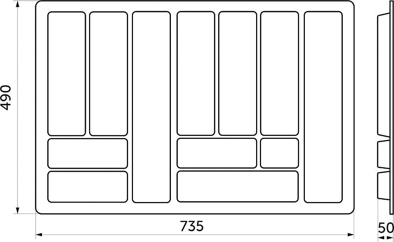 Вкладыш 80/490 шуфлядный пластиковый COMFORT металлик (735*490) AKS 15524
