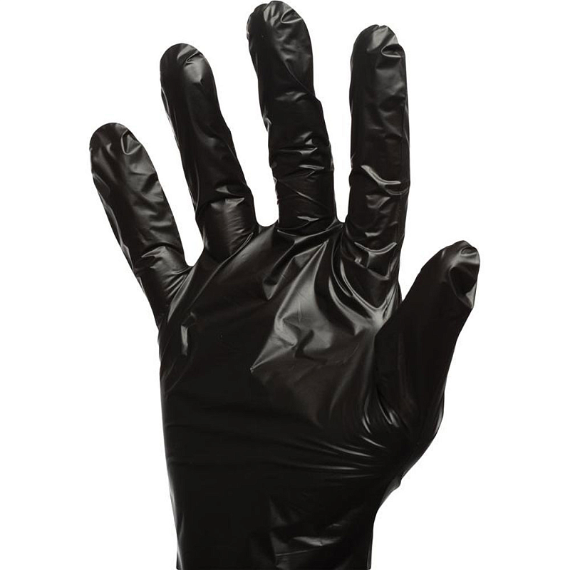 Перчатки ТПЭ одноразовые "Aviora", р-р M, 100 шт/упак, черный