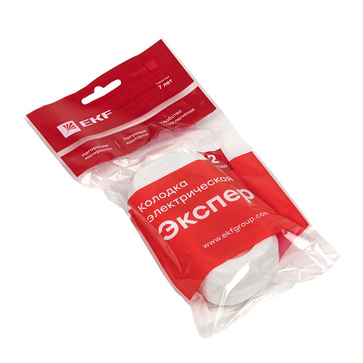 Колодка 2 гн, 10А 2,2кВт б/з Эксперт EKF PROxima AKB10-2