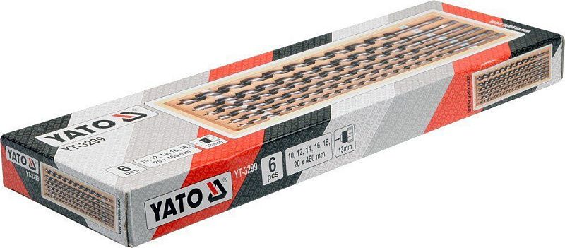 Набор сверл спиральных по дереву 10-20 мм L460 мм 6 шт. Yato YT-3299