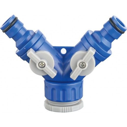 Разделитель для полива двухканальный с кранами и резьбой 1/2"-3/4" H-D HD-G6208-2