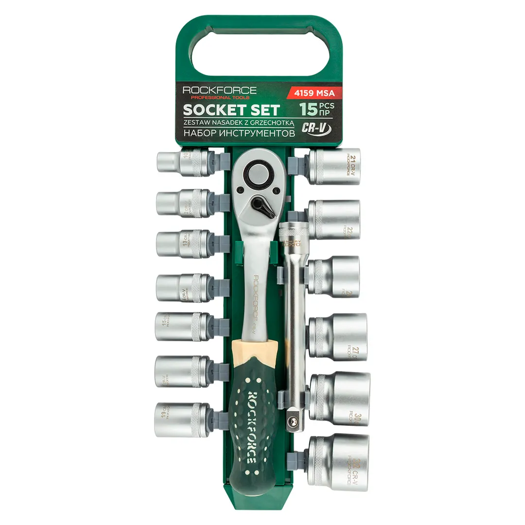 Набор торцевых головок 10-32 мм 1/2'' 6-гр 15 пр RockForce RF-4159 MSA