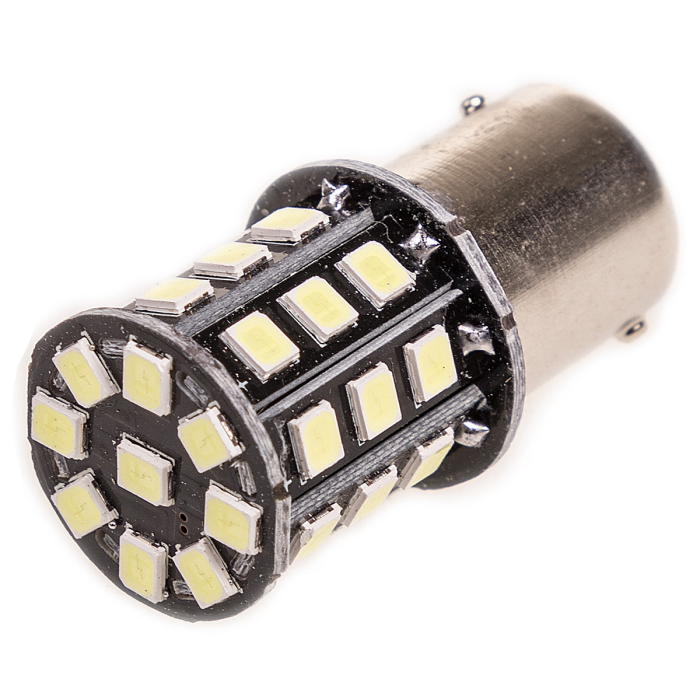 Автолампа диод S25 (P21W) 12V 33 SMD BA15s 1-конт Белая комп.2 шт противотуманки/поворот/задн SKYWAY S08201366