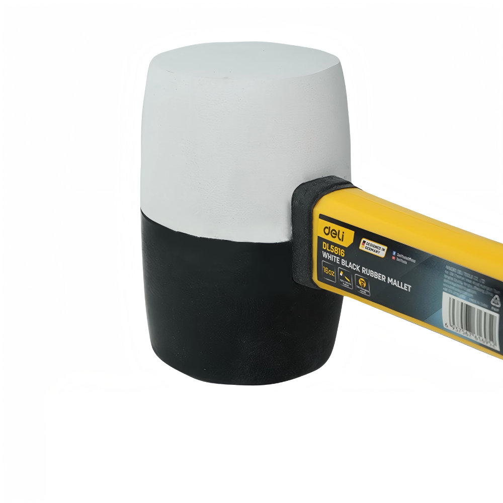 Киянка резиновая Deli YS EDL5816, 0.450 кг, фибергласовая рукоятка, черно-белая