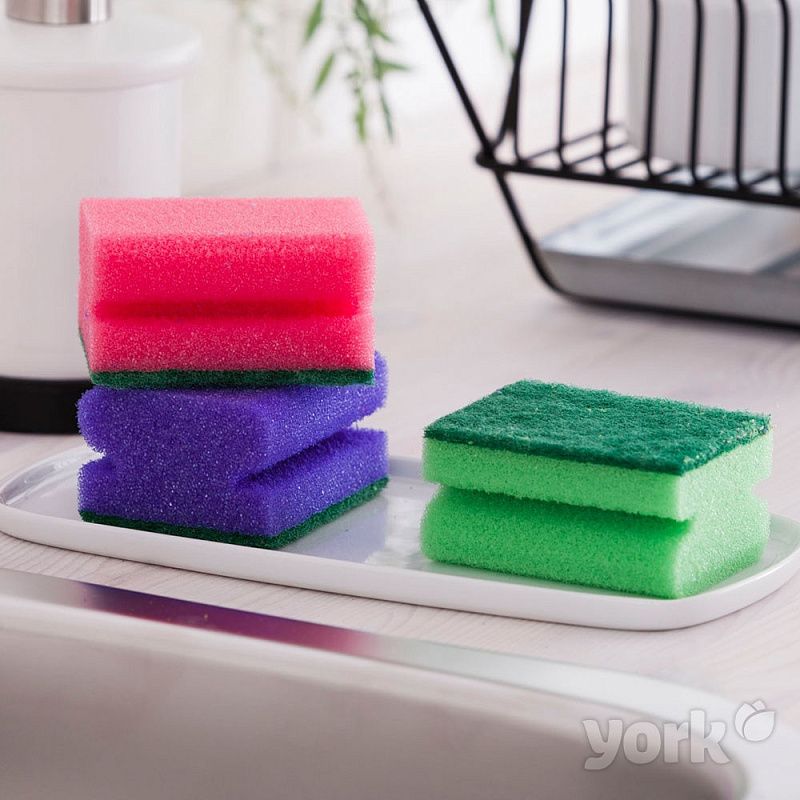Губка кухонная для мытья посуды York профилированная, 5шт/уп.