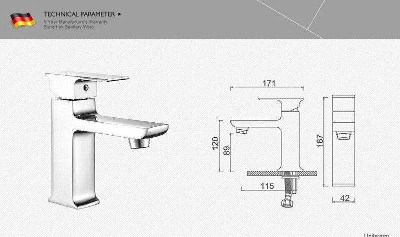Смеситель для умывальника, латунь GERHANS K11008