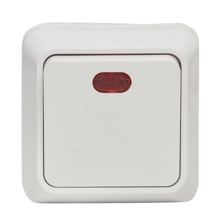 Рим Выключатель 1-клавишный с индикатором 10А белый EKF ENV10-121-10