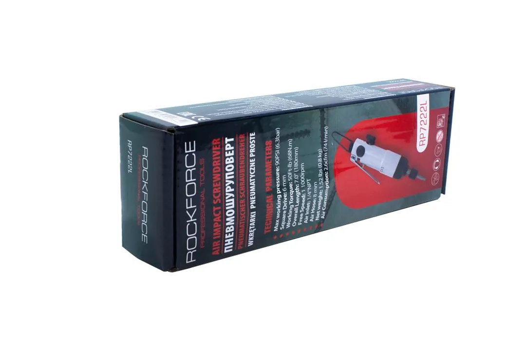 Пневмошуруповерт прямой 1/4'' 68Нм RockForce RF-RP7222L