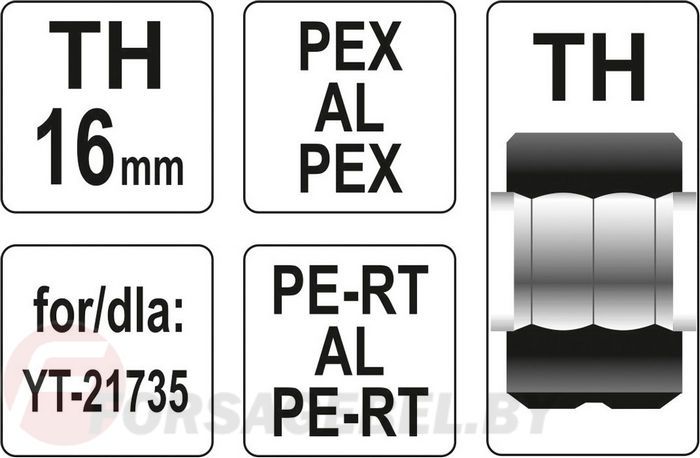 Обжимочная головка тип TH 16 мм для YT-21735 Yato YT-21744