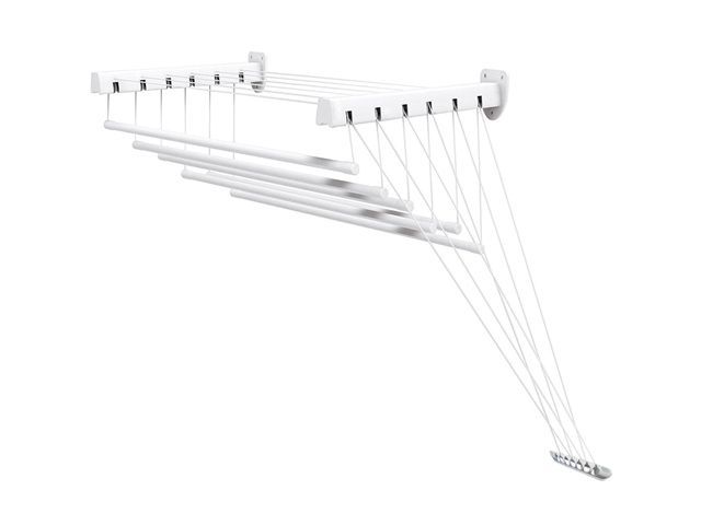 Сушилка для белья стеновая стальная 1,8 м, 6 стержней, белая, PERFECTO LINEA 36-003180