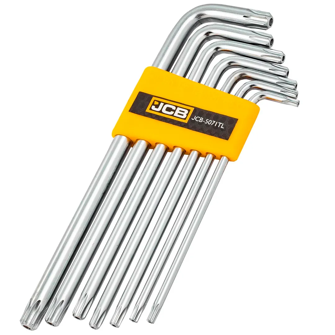 Набор Г-образных длинных ключей Torx TR (с отверстием), T10H-T40H 7 пр. JCB JCB-5071TL