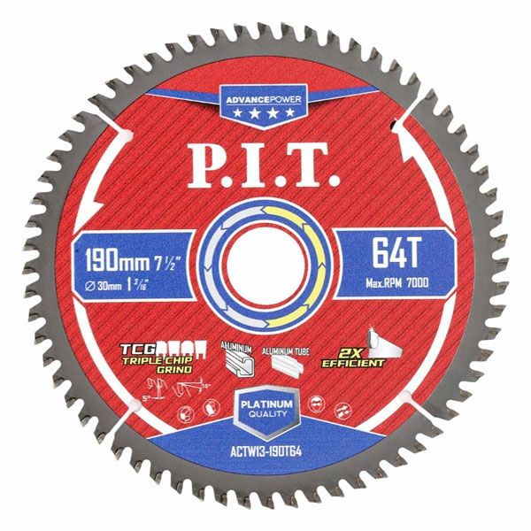 Диск пильный по алюминию ADVANCE 190x30x2.0 мм, 64T Carbide, зуб TCG 5° PIT ACTW13-190T64