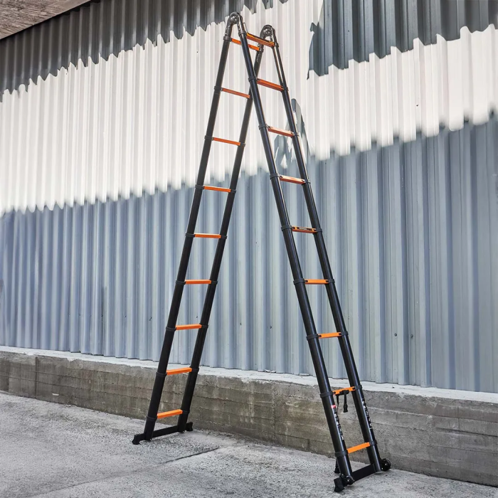 Лестница-стремянка телескопическая алюм. бытовая 3.6+3.6 м, 9+9 ступ. ISMA ISMA-UP360-M