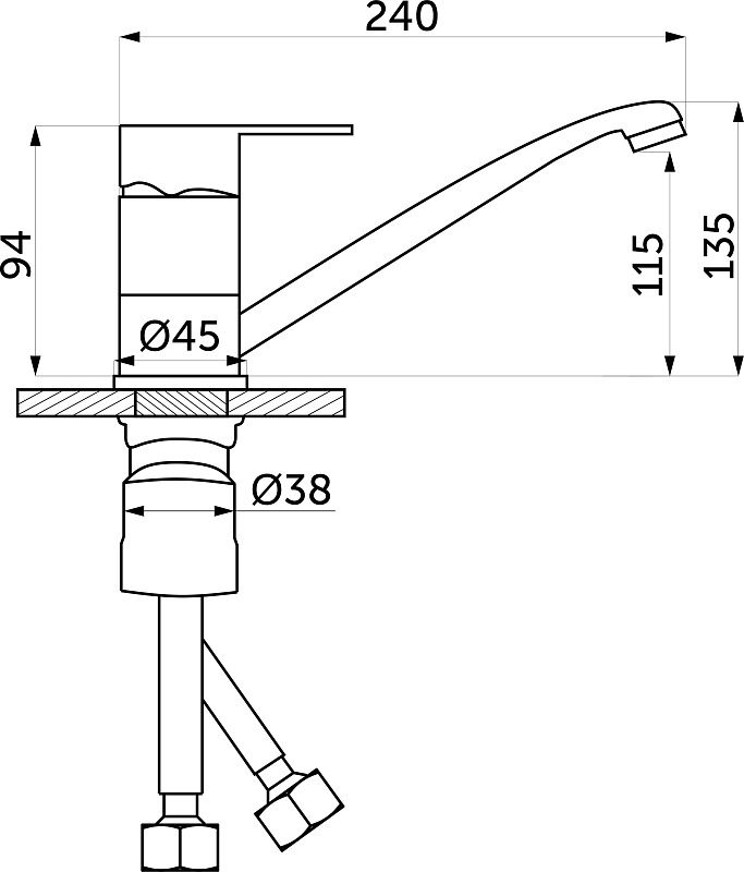 Смеситель для кухни, латунь, SG-04, асфальт, Sim Gran 118175