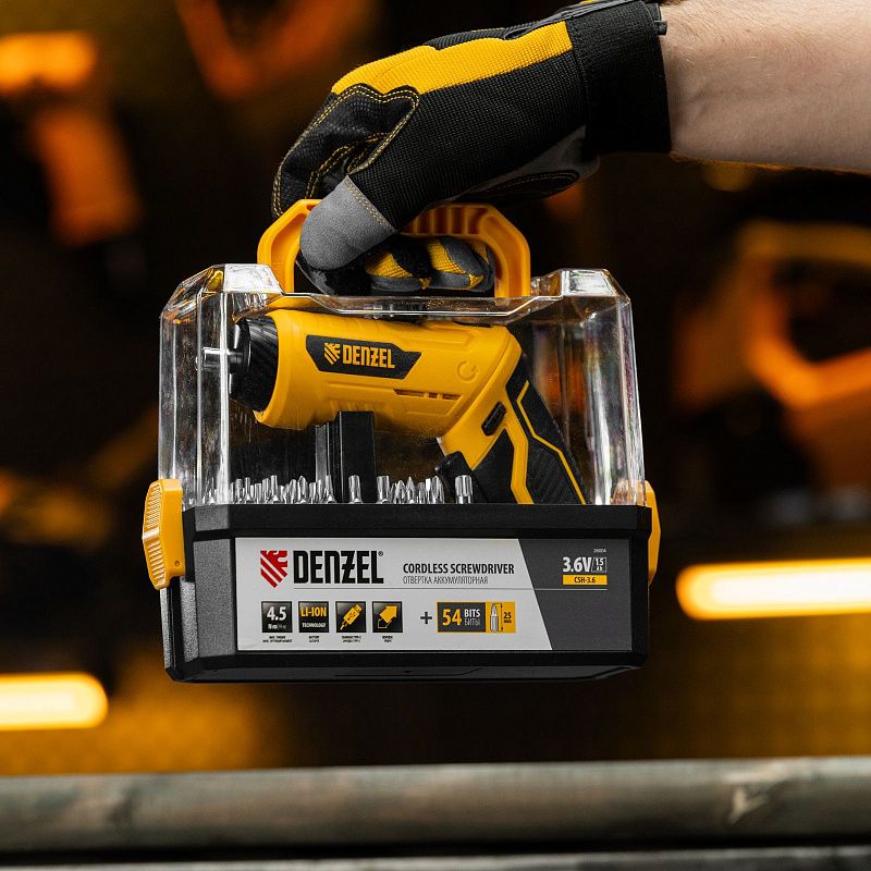 Отвертка аккумуляторная CSH-3.6, 54 биты, Li-Ion, 3,6 В Denzel 26004