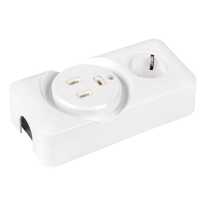 Розетка двойная (РШ/евро) 32А/16A 250В 2P+PE бел, EKF AS-250-32/16-O