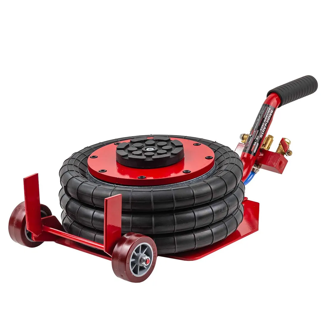 Домкрат подкатной пневматический 3,5 т 6-12bar, 135-420 мм, 3 подушки, Ø270 мм BaumAuto BM-TRA3812