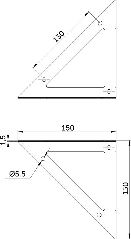 Полкодержатель мет. RISE 150*150*150*1.5 черный AKS 124297