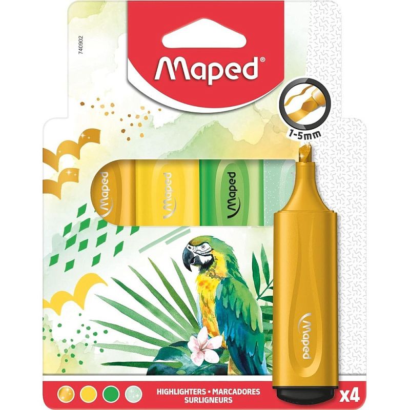 Набор маркеров текстовых Maped "Fluo Peps", 4 шт, ассорти