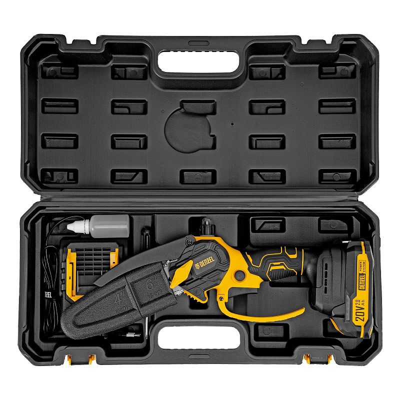 Цепная мини-пила аккумуляторная бесщет., CCS-150, шина 150 мм, Li-Ion, 20 В Denzel 58650