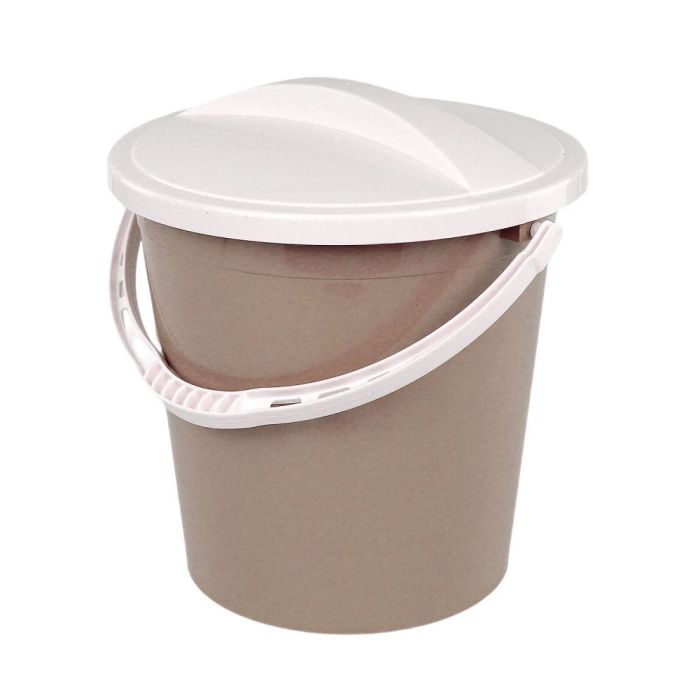 Ведро платиковое с крышкой 8 л, розовато-бежевый / белый РУССПЛАСТ РП-1016-РБ