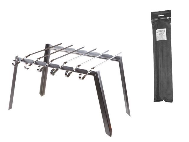 Подставка под шампура + 6 шампуров в чехле, 400х250, тол. 0,7мм, шампур 370х10мм, Perfecto Linea 47-750889